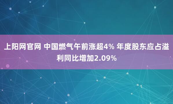 上阳网官网 中国燃气午前涨超4% 年度股东应占溢利同比增加2.09%