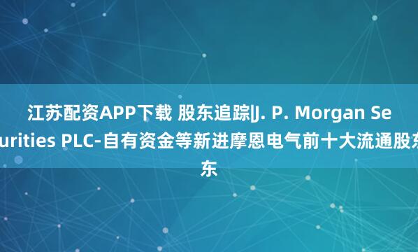 江苏配资APP下载 股东追踪|J. P. Morgan Securities PLC-自有资金等新进摩恩电气前十大流通股东